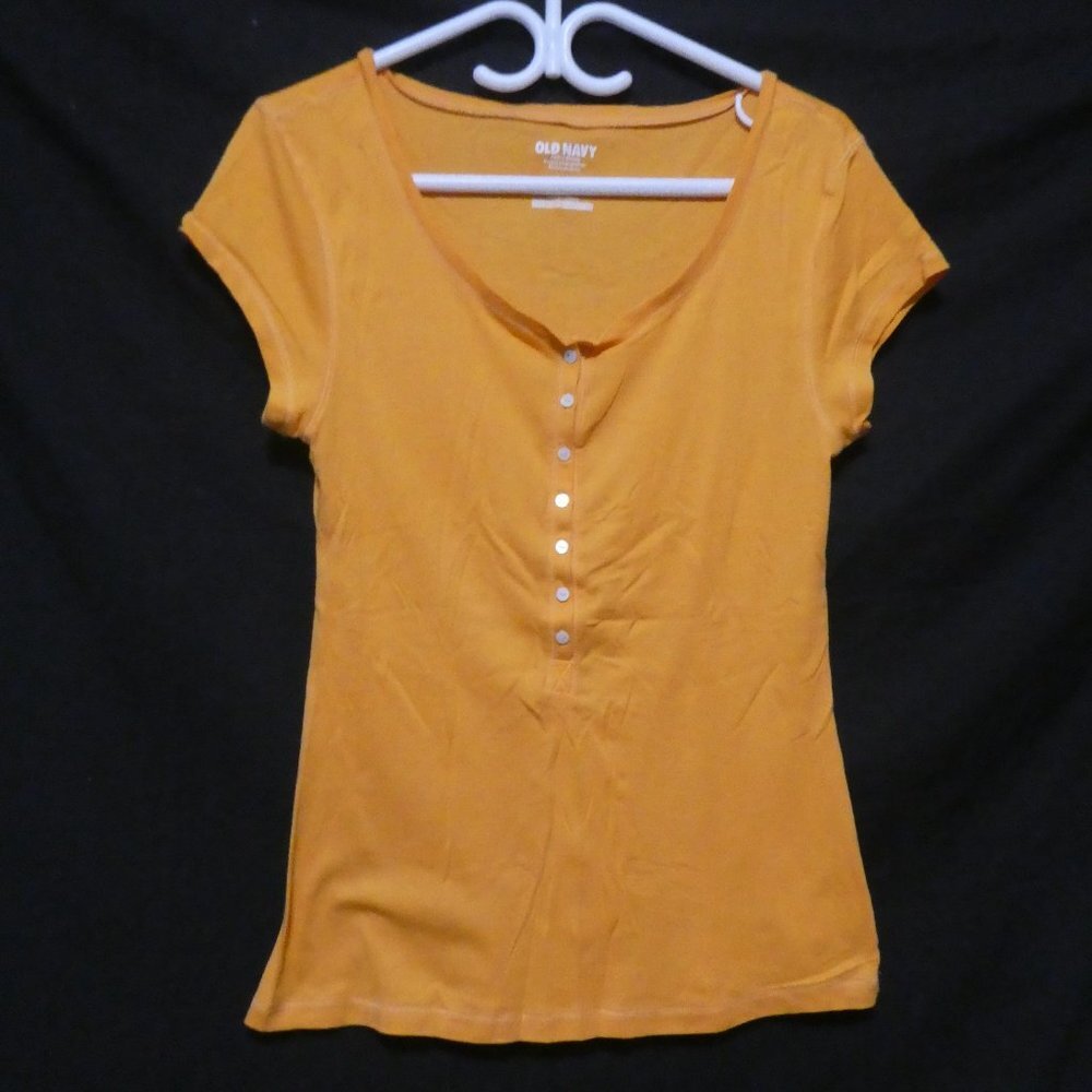 OLD NAVY | large | Orange Short Sleeve Shirt | Partial Button Front | BNWOT